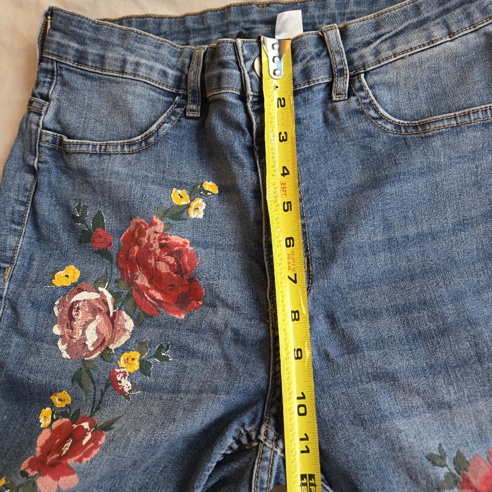 H&M Divided Super Skinny High Waist Floral Jeans Girls sz 14 - Picture 9 of 10